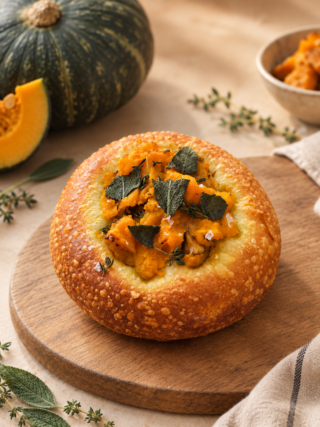 Roasted Pumpkin, Italian Herbs and Toasted Walnuts Bun