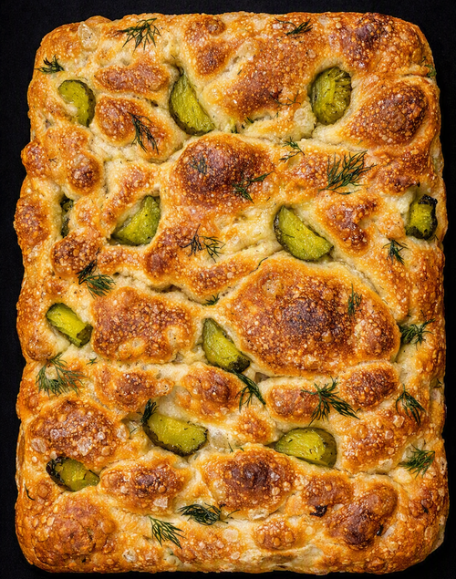 Pickled Gherkins and Dill Focaccia